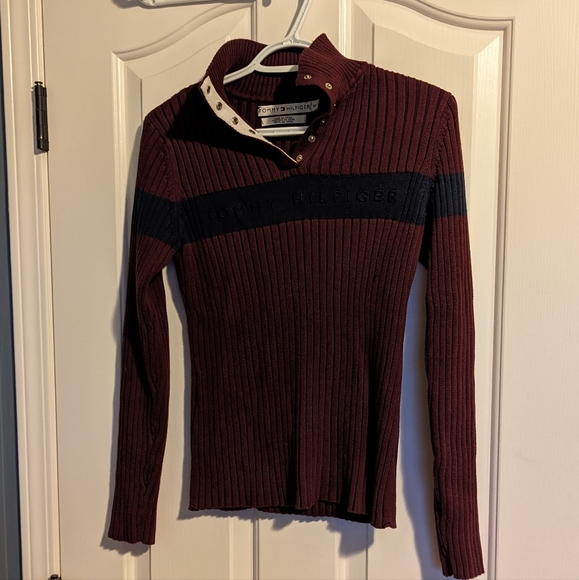 Tommy Hilfiger Red Button Neck Sweater Size Small - Picture 3 of 5